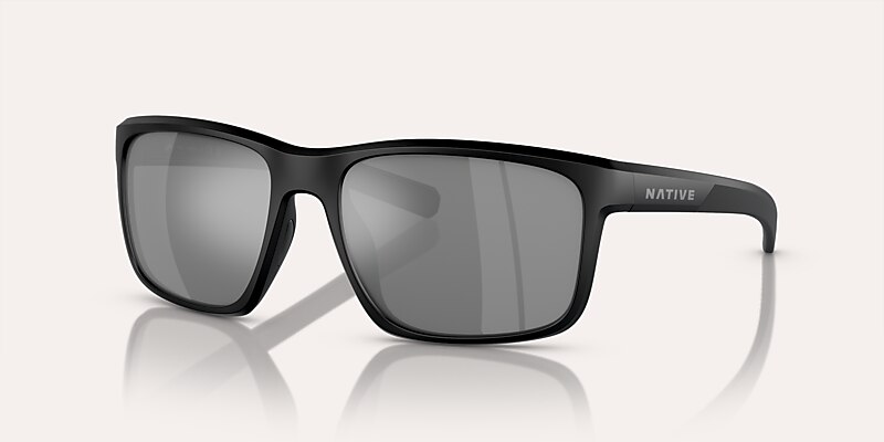 Sunglasses Native Wells L (58-18) with Silver Reflex lens and Matte Black frame Image 1 of 5
