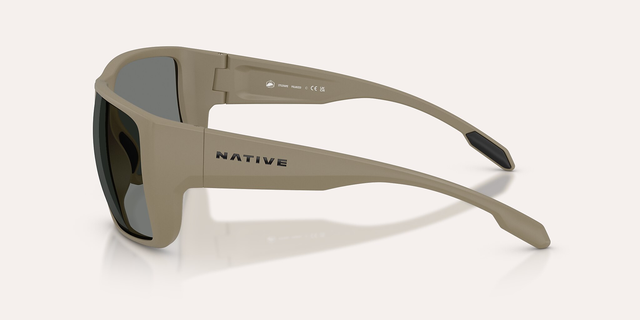 Lunettes de soleil Native Badlands XL XL (62-16) avec Gris Polarisant verre et Désert Havane mat monture Image 3 de 5