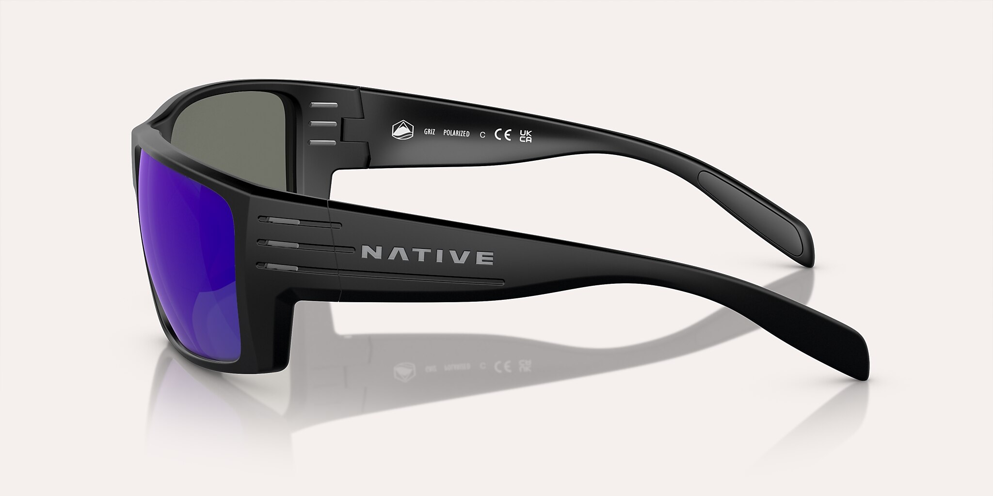 Sunglasses Native Griz L (66-14) with Blue Reflex lens and Matte Black frame Image 3 of 5