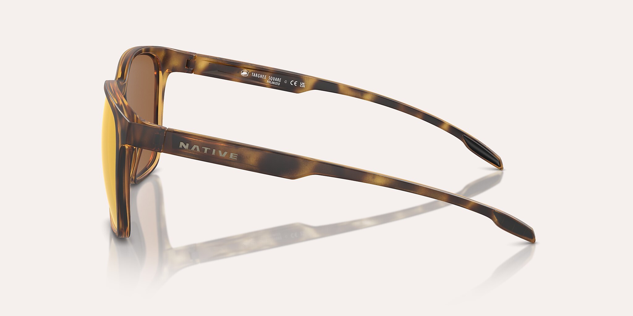 Sunglasses Native Targhee Square XL (54-20) with Bronze Reflex Polarized lens and Matte Tortoise frame Image 4 of 6