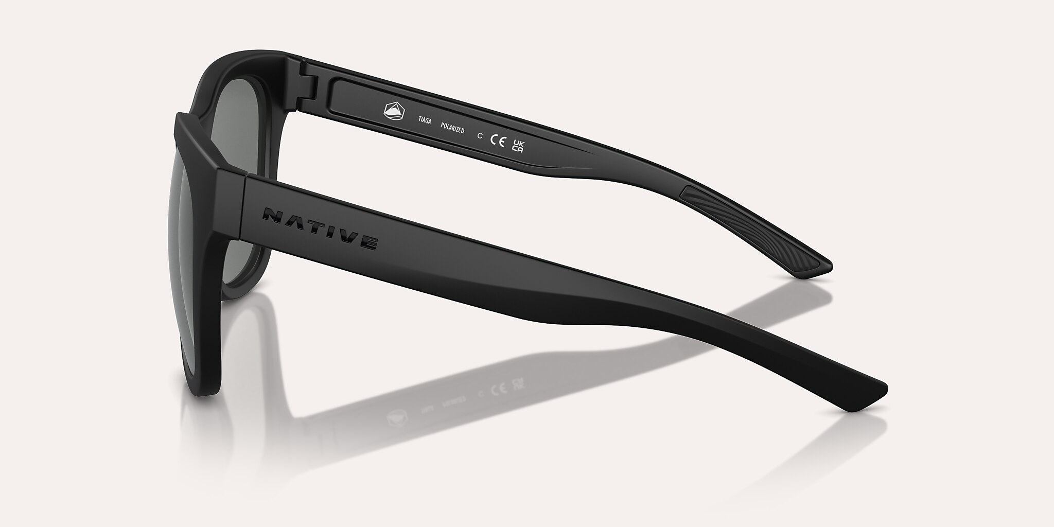 Sunglasses Native Tiaga XL (55-20) with Grey Polarized lens and Matte Black frame Image 3 of 5