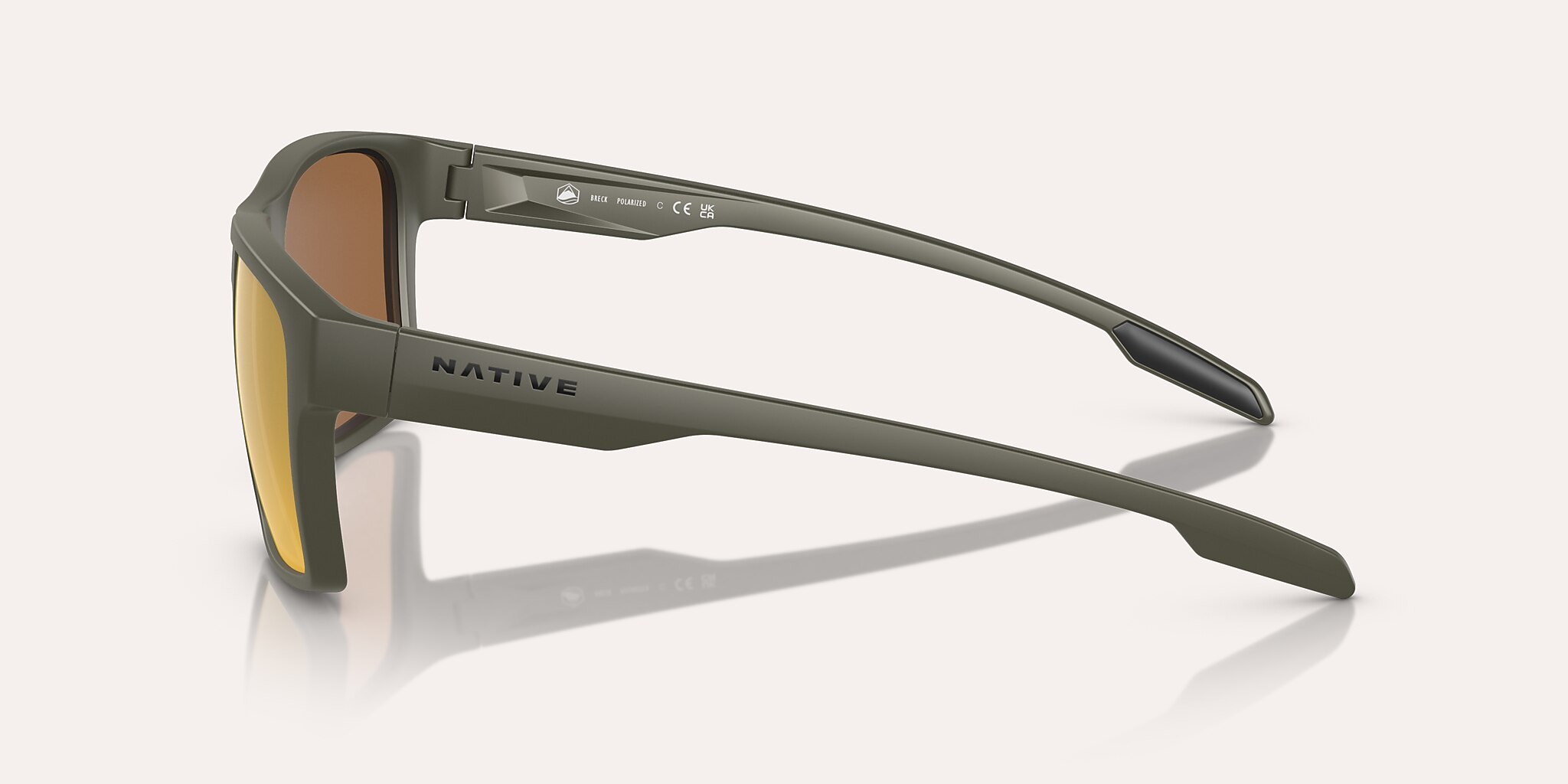 Sunglasses Native Breck XL (56-17) with Bronze Reflex lens and Matte Olive frame Image 3 of 5