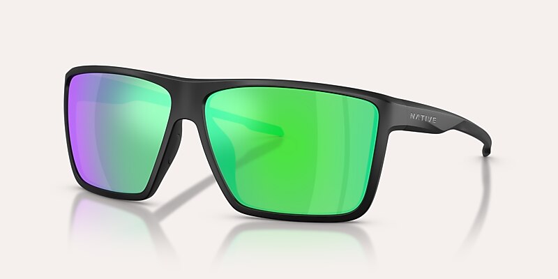 Lunettes de soleil Native Tavern XL XL (64-12) avec Vert reflex polarisé verre et Noir mat monture Image 1 de 5