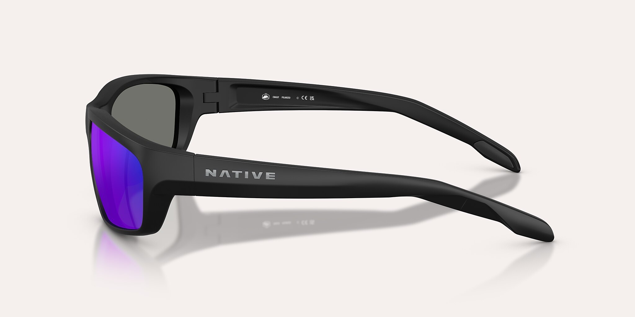 Lunettes de soleil Native Craggy M (60-16) avec Bleu reflex polarisé verre et Noir mat monture Image 3 de 5