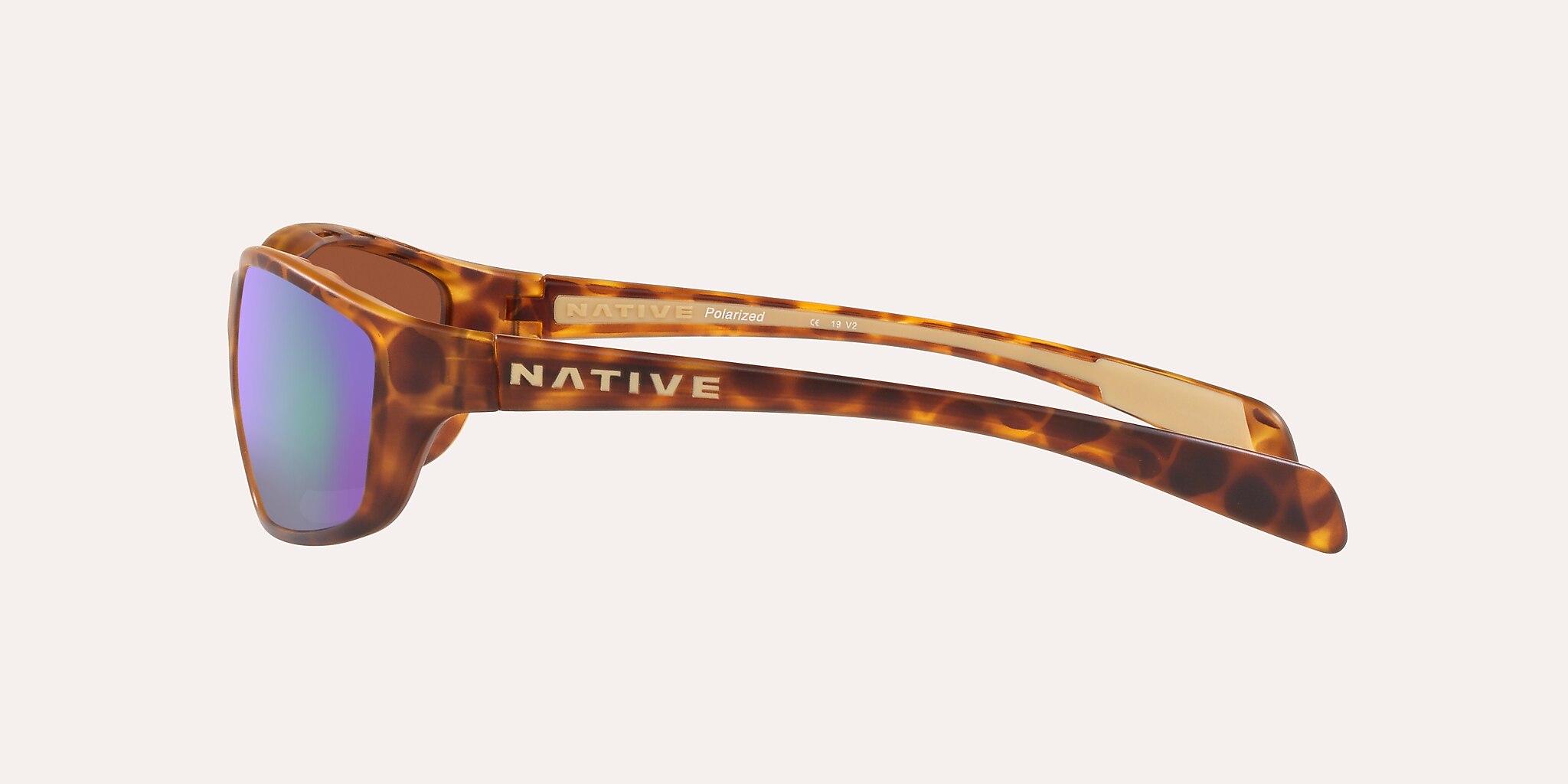 Lunettes de soleil Native Kodiak S (61-15) avec Reflet vert verre et Écaille de tortue sable monture Image 3 de 4