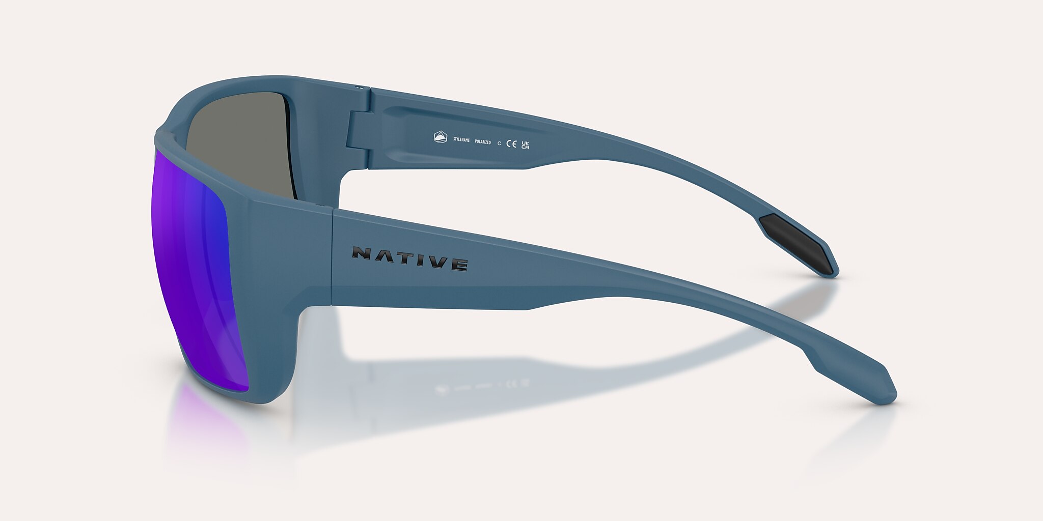 Sunglasses Native Badlands XL XL (62-16) with Blue Reflex Polarized lens and Overland Blue frame Image 3 of 5