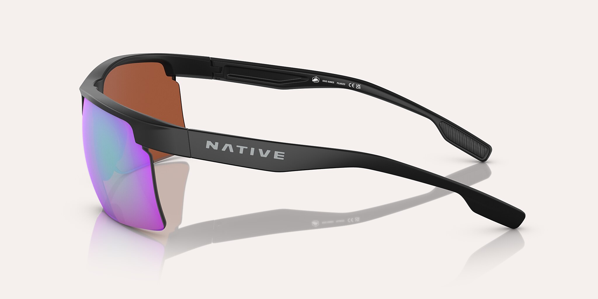 Sunglasses Native Ridge-Runner XL (68-09) with Green Polarized lens and Black frame Image 3 of 5