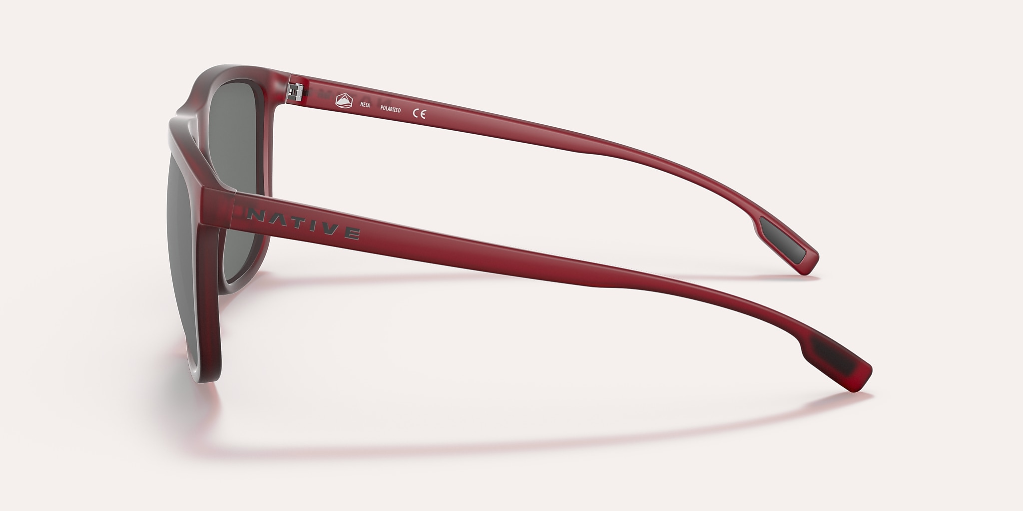 Lunettes de soleil Native Mesa XL (57-19) avec Reflet argenté verre et Rouge mat Rock monture Image 3 de 5