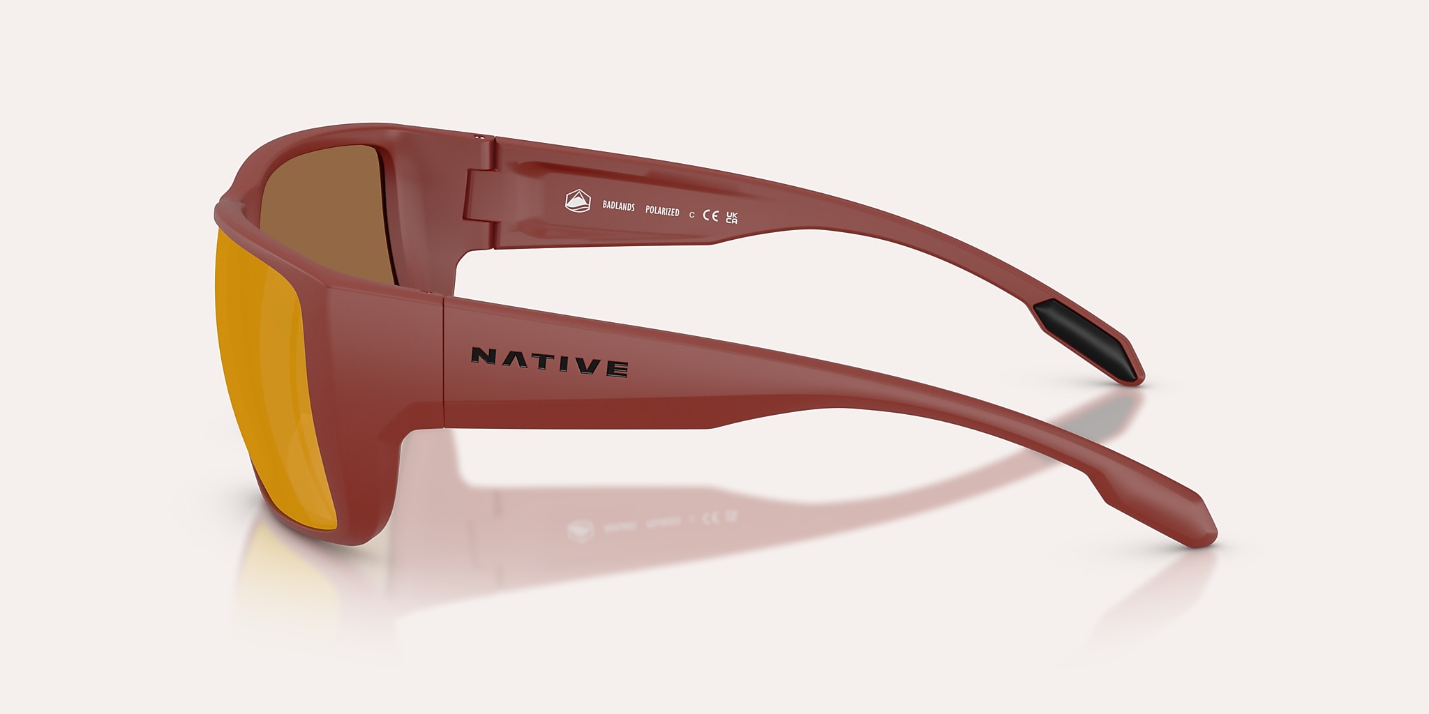 Sunglasses Native Badlands M (58-16) with Bronze Reflex Polarized lens and Red frame Image 3 of 6 Sunglasses Native Badlands M (58-16) with Bronze Reflex Polarized lens and Red frame Image 3 of 6