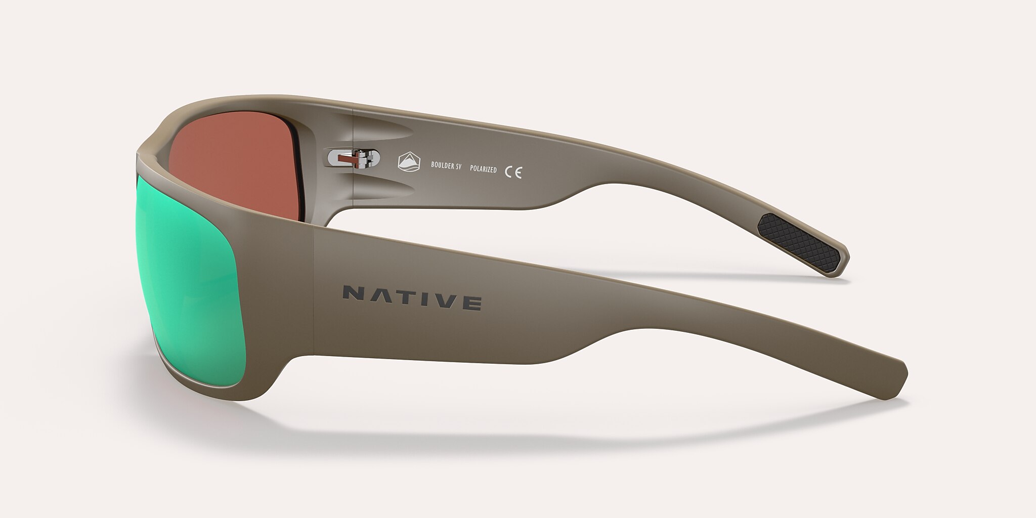 Lunettes de soleil Native Boulder SV M (66-15) avec Reflet vert verre et Desert Tan monture Image 3 de 5