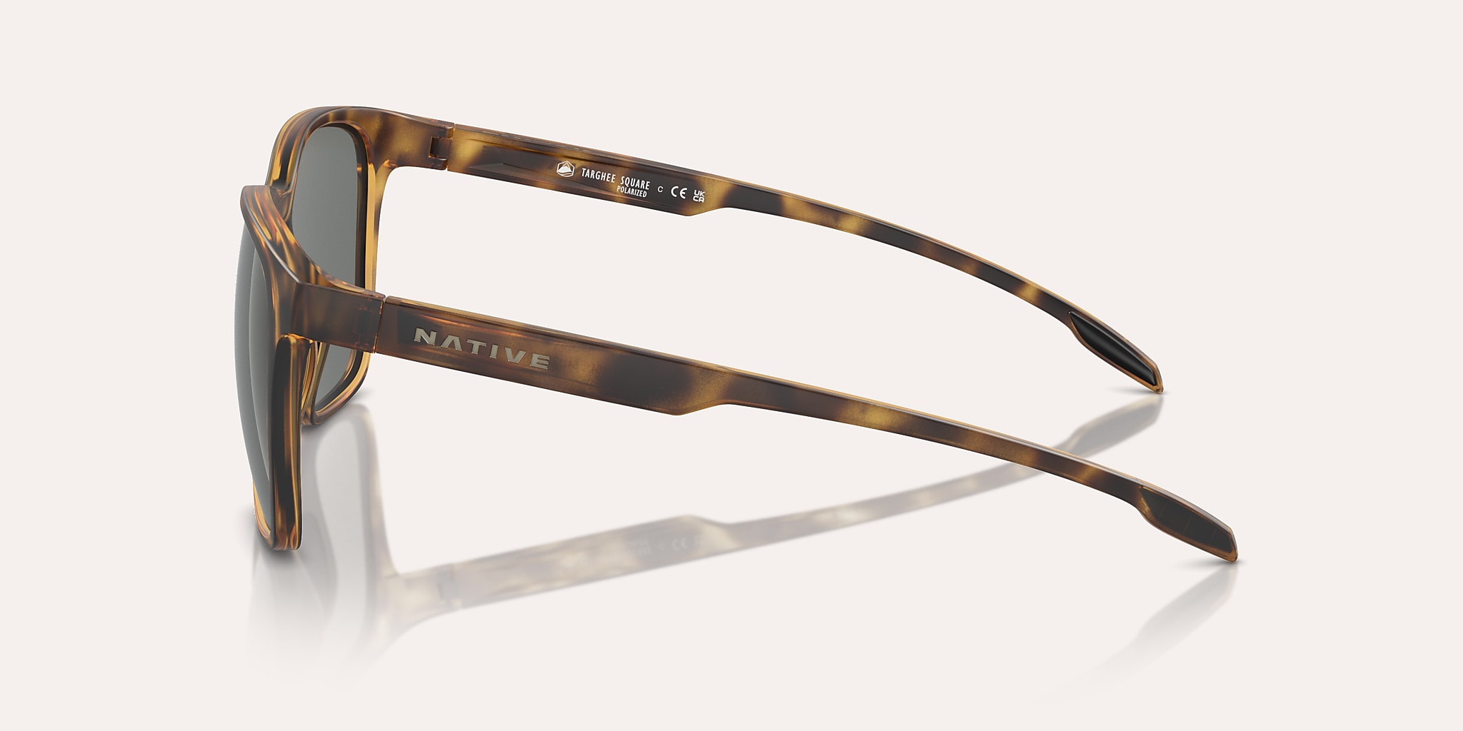 Sunglasses Native Targhee Square XL (54-20) with Grey Polarized lens and Matte Tortoise frame Image 3 of 5 Sunglasses Native Targhee Square XL (54-20) with Grey Polarized lens and Matte Tortoise frame Image 3 of 5