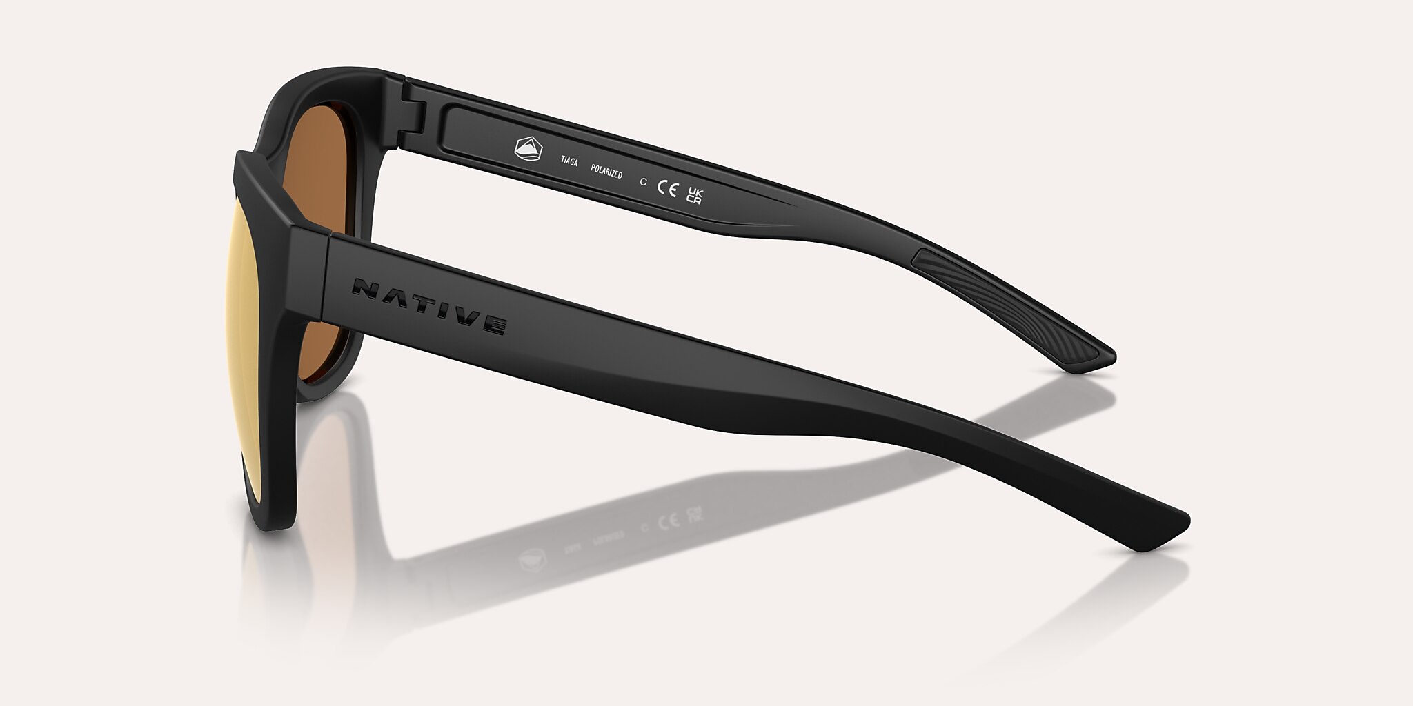 Sunglasses Native Tiaga XL (55-20) with Bronze Reflex Polarized lens and Matte Black frame Image 3 of 5