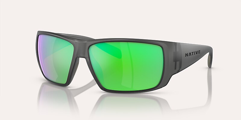 Sunglasses Native Sightcaster L (64-13) with Green Reflex lens and Matte Smoke Crystal frame Image 1 of 5