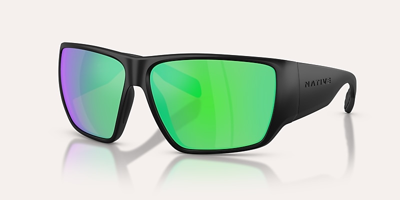 Sunglasses Native Sightcaster II L (64-13) with Green Reflex Polarized lens and Matte Black frame Image 1 of 6