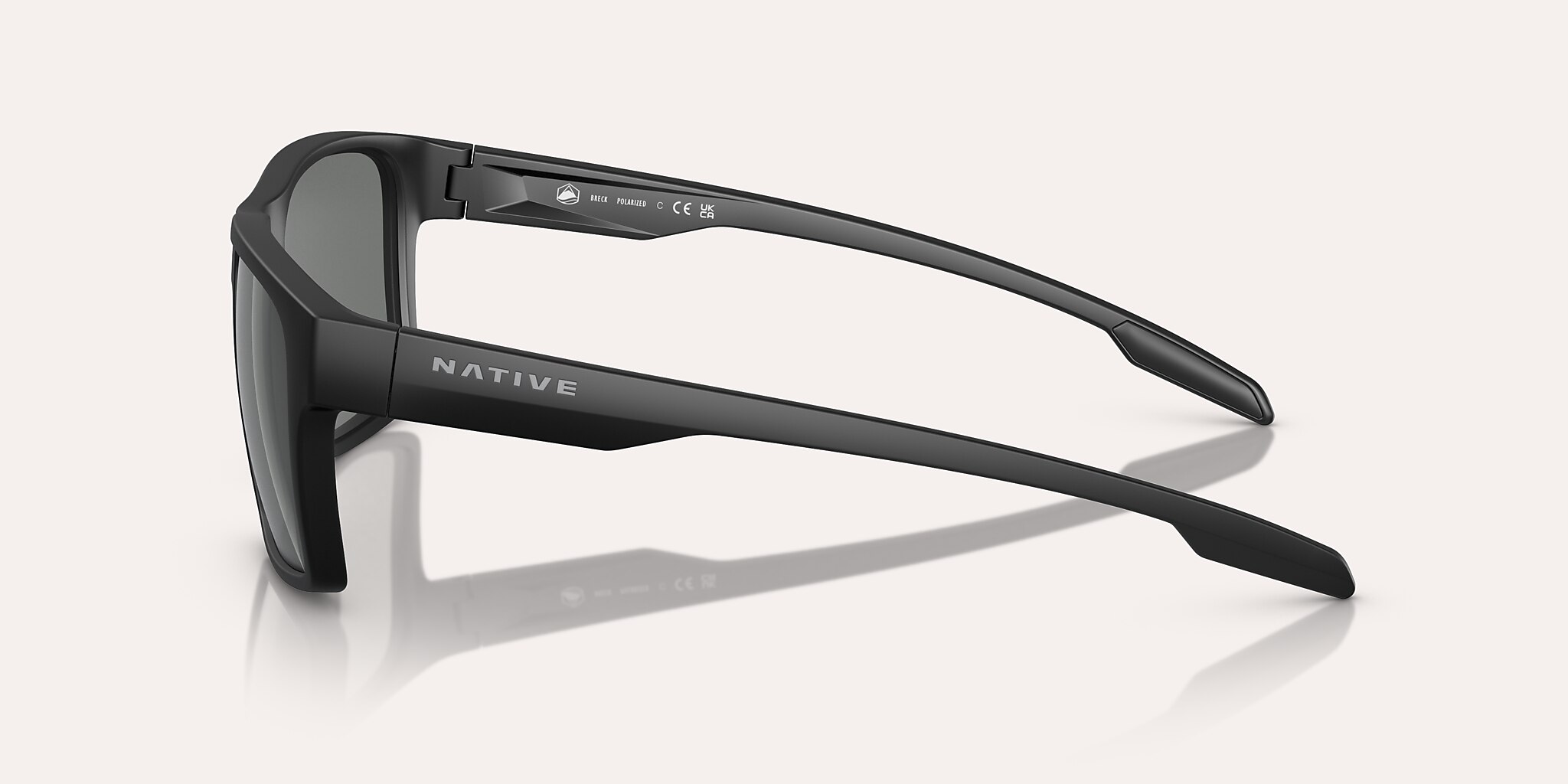 Lunettes de soleil Native Breck XL (56-17) avec Gris Polarisant verre et Noir mat monture Image 3 de 5