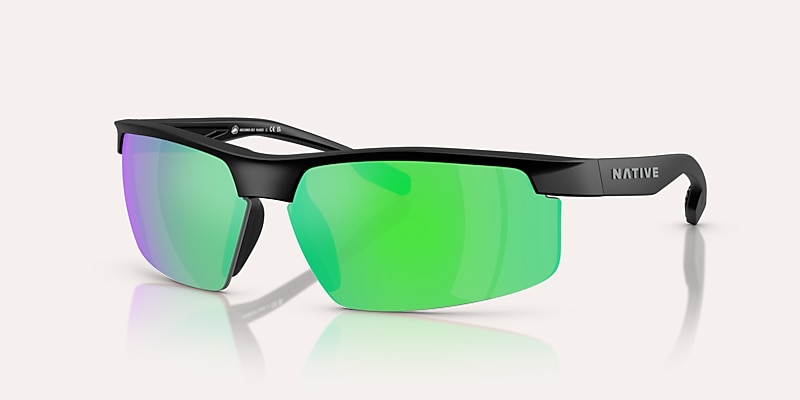 Sunglasses Native Ridge-Runner Crest XL (69-09) with Green Reflex Polarized lens and Matte Black frame Image 1 of 6