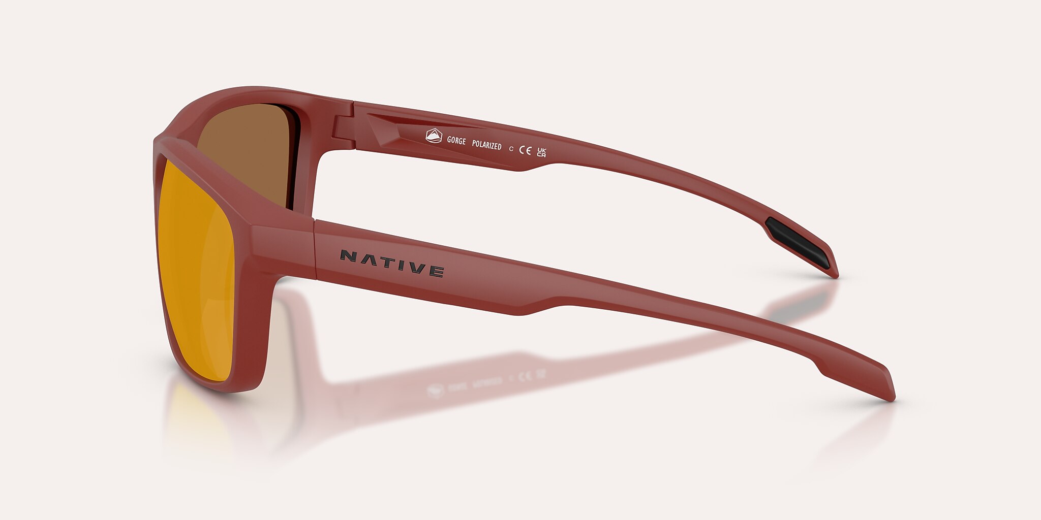 Sunglasses Native Gorge L (59-17) with Bronze Reflex Polarized lens and Red frame Image 3 of 5