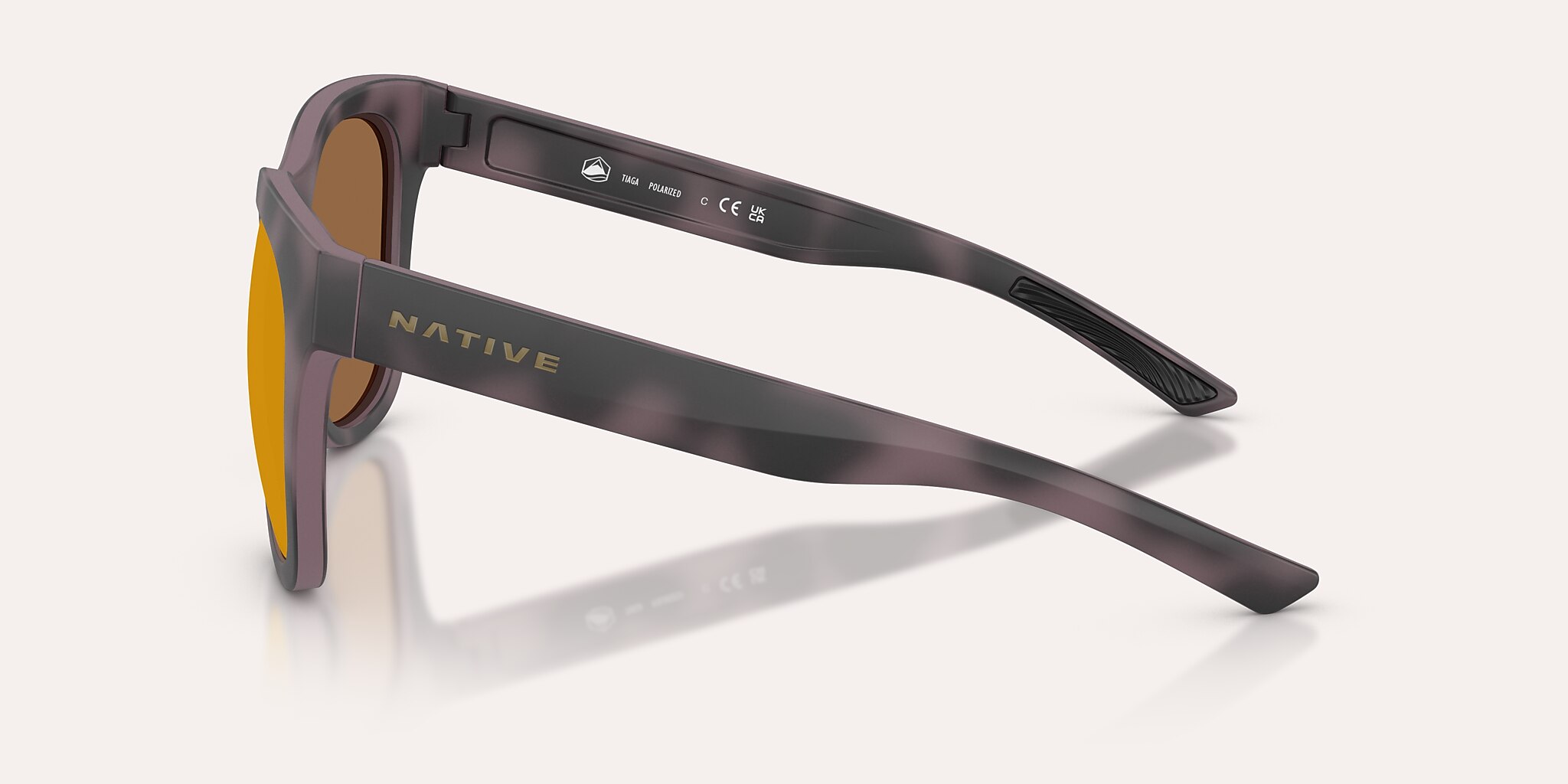Sunglasses Native Tiaga XL (55-20) with Bronze Reflex Polarized lens and Ash Rose Tortoise frame Image 3 of 5