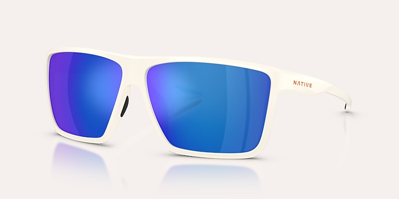 Sunglasses Native Tavern XL XL (64-12) with Blue Reflex Polarized lens and Cloudveil White frame Image 1 of 5