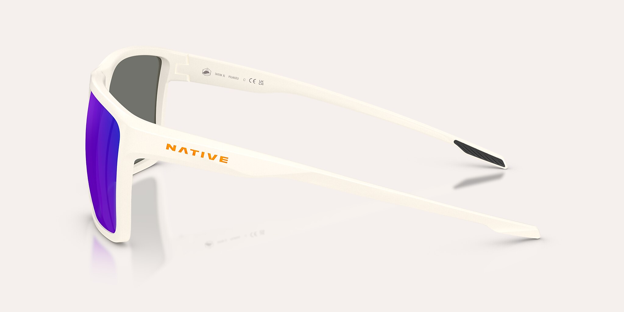 Sunglasses Native Tavern XL XL (64-12) with Blue Reflex Polarized lens and Cloudveil White frame Image 3 of 5