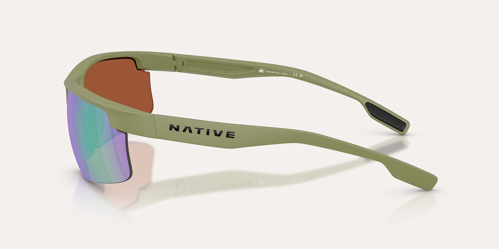 Sunglasses Native Ridge-Runner Crest XL (69-09) with Green Reflex Polarized lens and Forest Mist Green frame Image 4 of 7