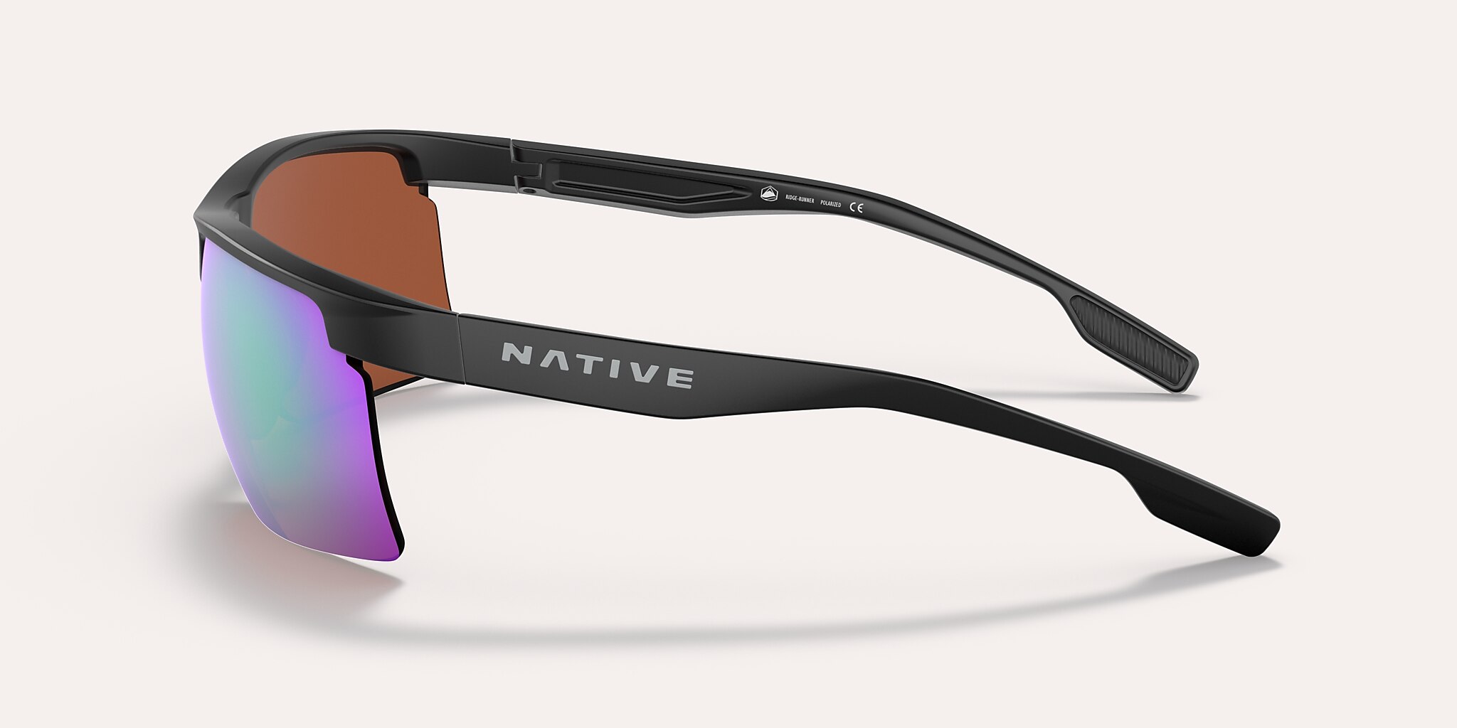 Sunglasses Native Ridge-Runner XL (68-09) with Green Reflex lens and Matte Black frame Image 3 of 5