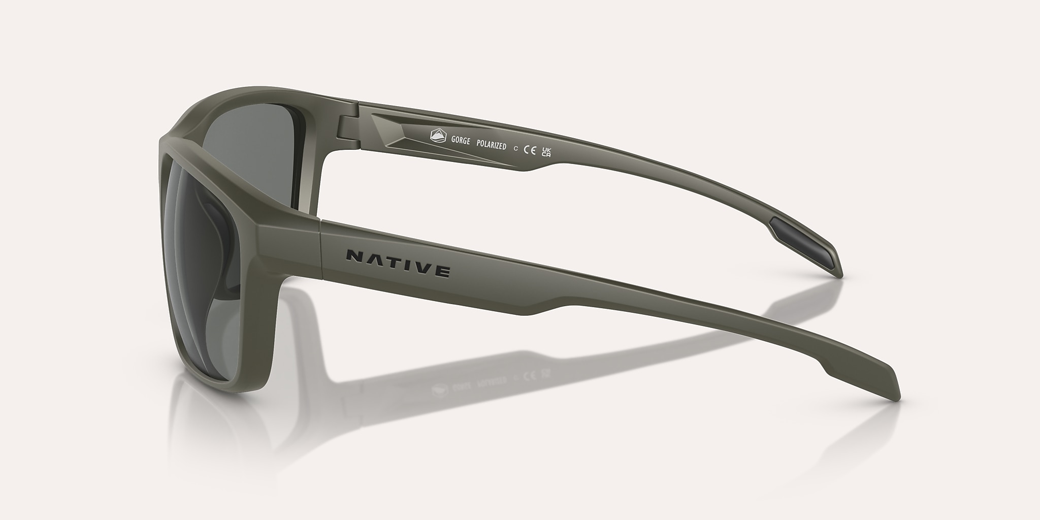 Lunettes de soleil Native Gorge L (59-17) avec Gris Polarisant verre et Olive mat monture Image 3 de 5