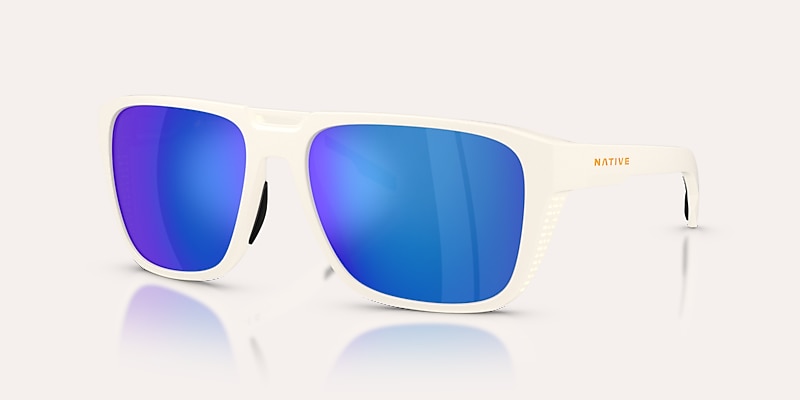 Sunglasses Native Mammoth XL (57-16) with Blue Reflex Polarized lens and Cloudveil White frame Image 1 of 5