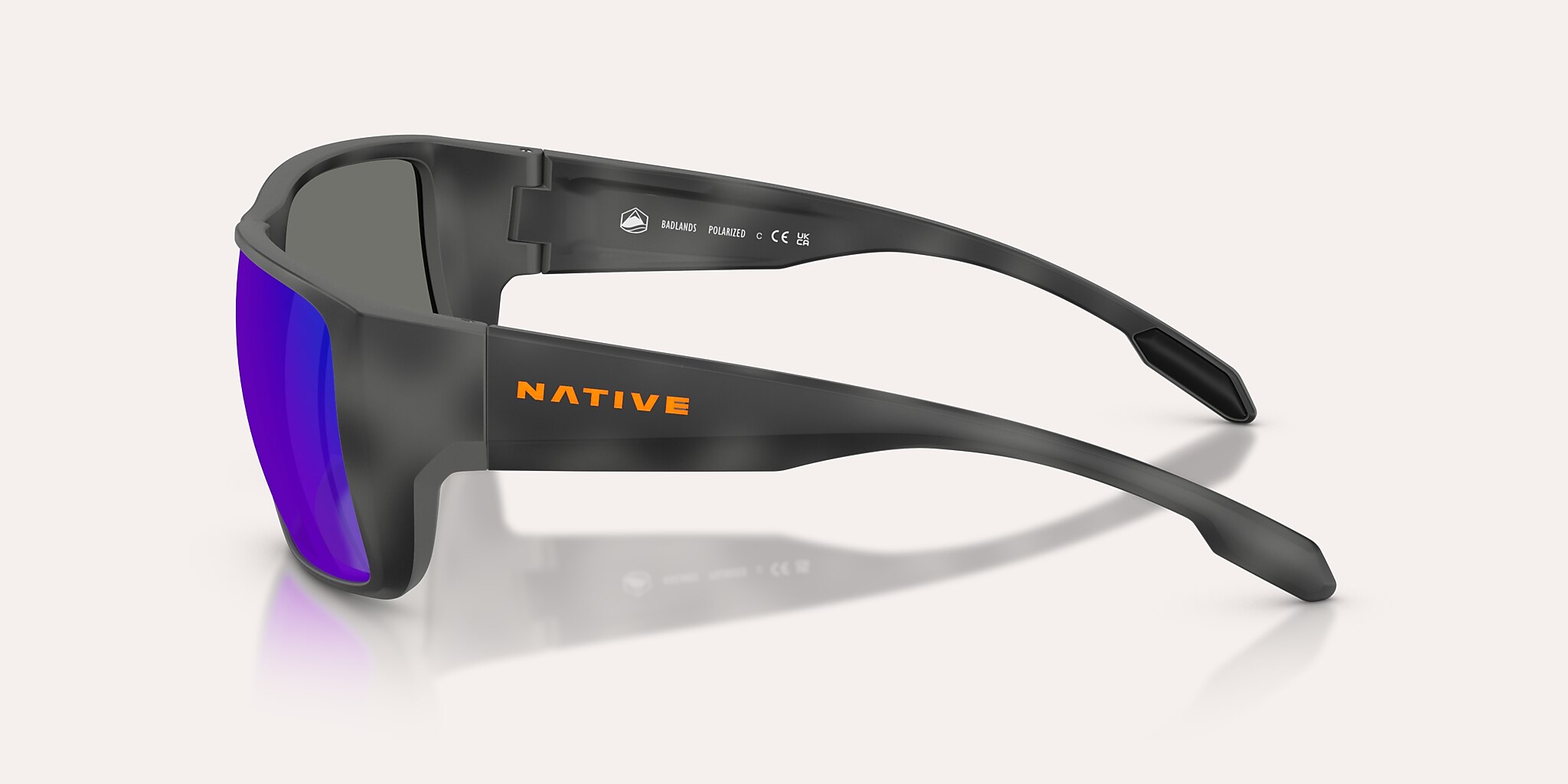 Sunglasses Native Badlands M (58-16) with Blue Reflex Polarized lens and Obsidian Tortoise frame Image 3 of 6