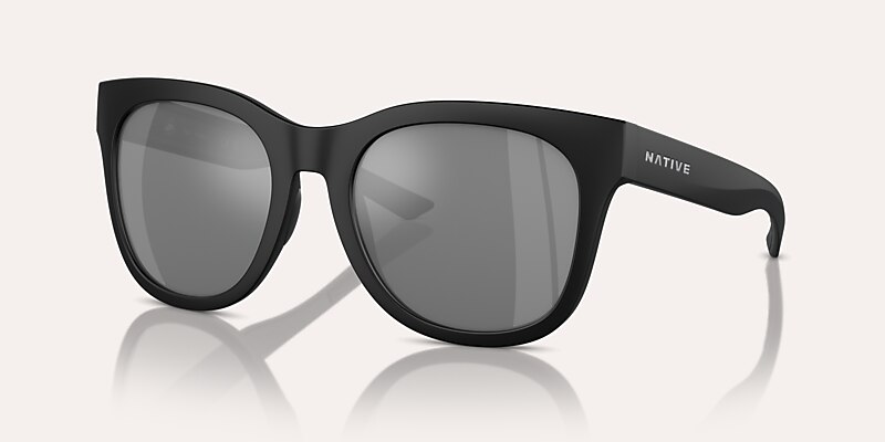 Lunettes de soleil Native Tiaga XL (55-20) avec Argent reflex polarisé verre et Noir mat monture Image 1 de 5
