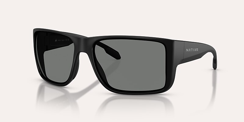 Lunettes de soleil Native Badlands XL XL (62-16) avec Gris Polarisant verre et Noir mat monture Image 1 de 5