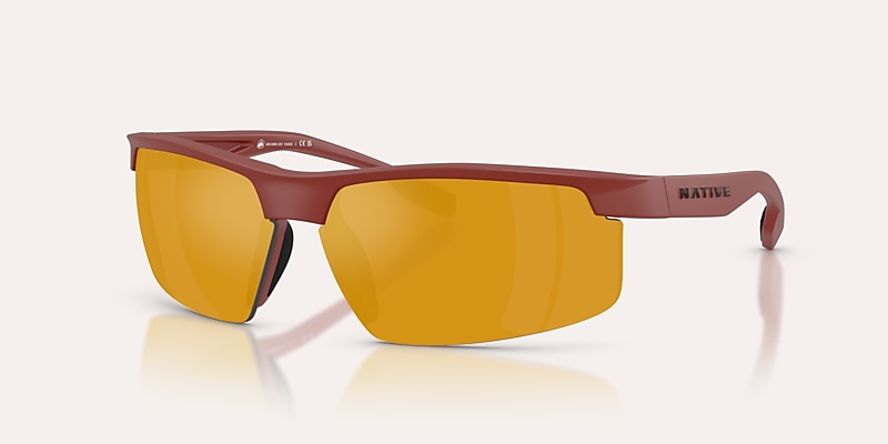 Sunglasses Native Ridge-Runner Crest XL (69-09) with Bronze Reflex Polarized lens and Red frame Image 1 of 6