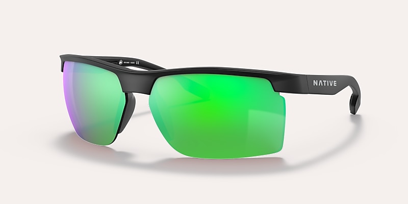 Sunglasses Native Ridge-Runner XL (68-09) with Green Reflex lens and Matte Black frame Image 1 of 5