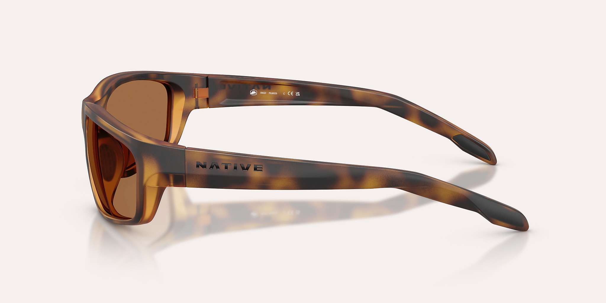 Sunglasses Native Craggy M (60-16) with Brown Polarized lens and Matte Tortoise frame Image 3 of 5