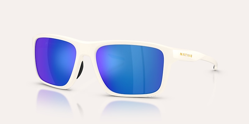 Sunglasses Native Tavern M (57-17) with Blue Reflex Polarized lens and Cloudveil White frame Image 1 of 6