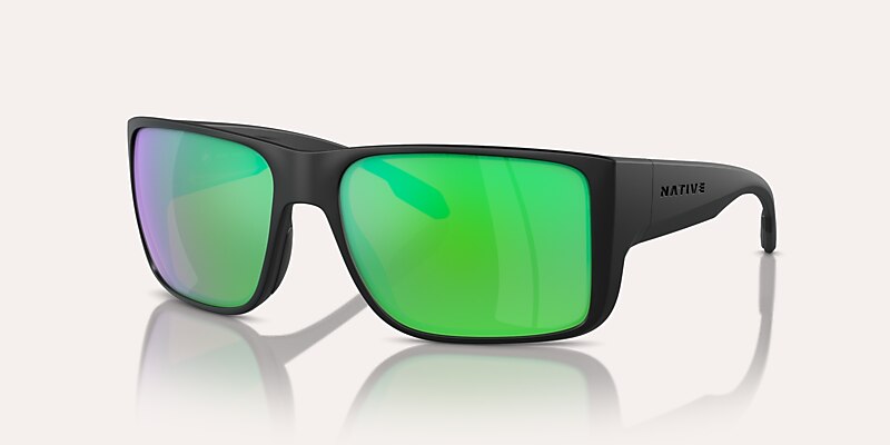 Sunglasses Native Badlands M (58-16) with Green Reflex Polarized lens and Matte Black frame Image 1 of 6