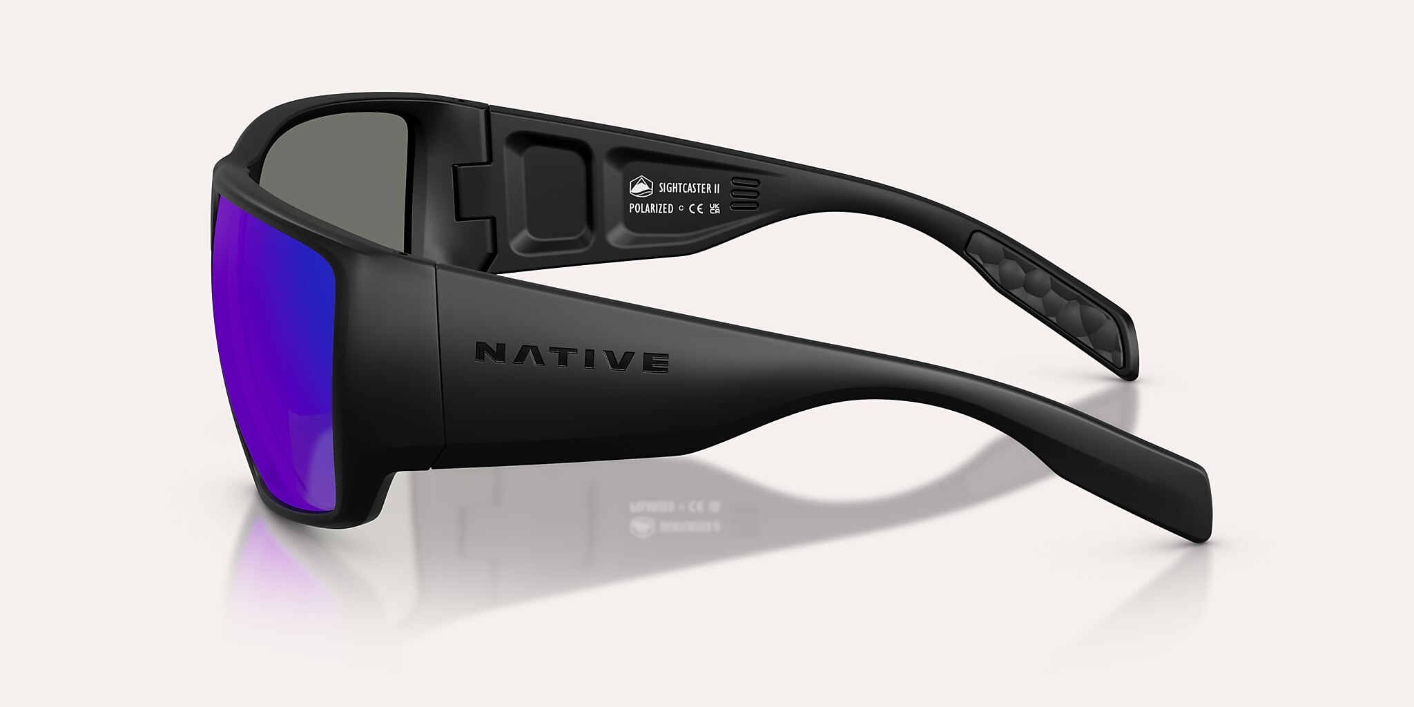 Sunglasses Native Sightcaster II L (64-13) with Blue Reflex Polarized lens and Matte Black frame Image 3 of 6