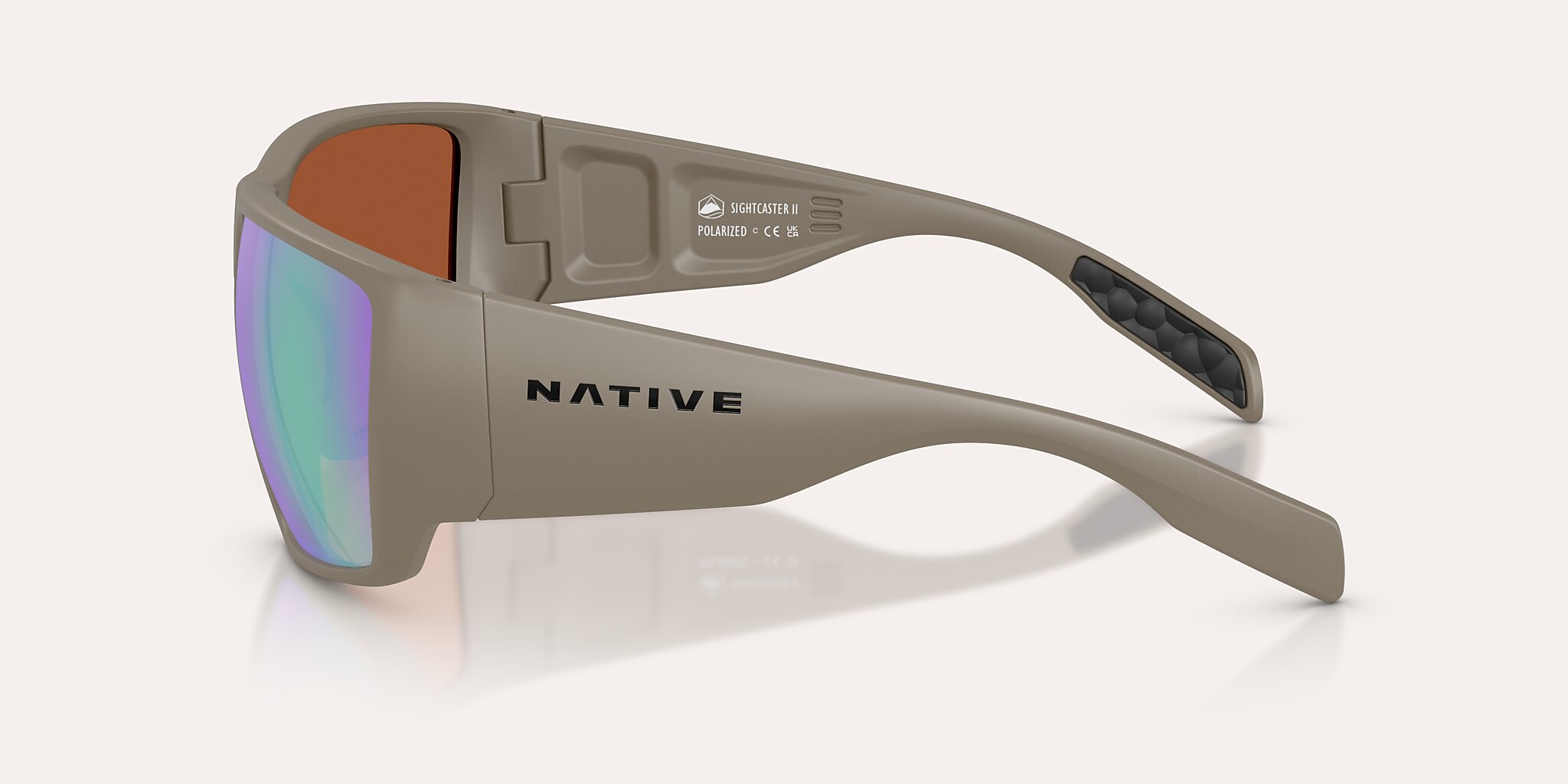Sunglasses Native Sightcaster II L (64-13) with Green Reflex Polarized lens and Matte Desert Tan frame Image 3 of 6
