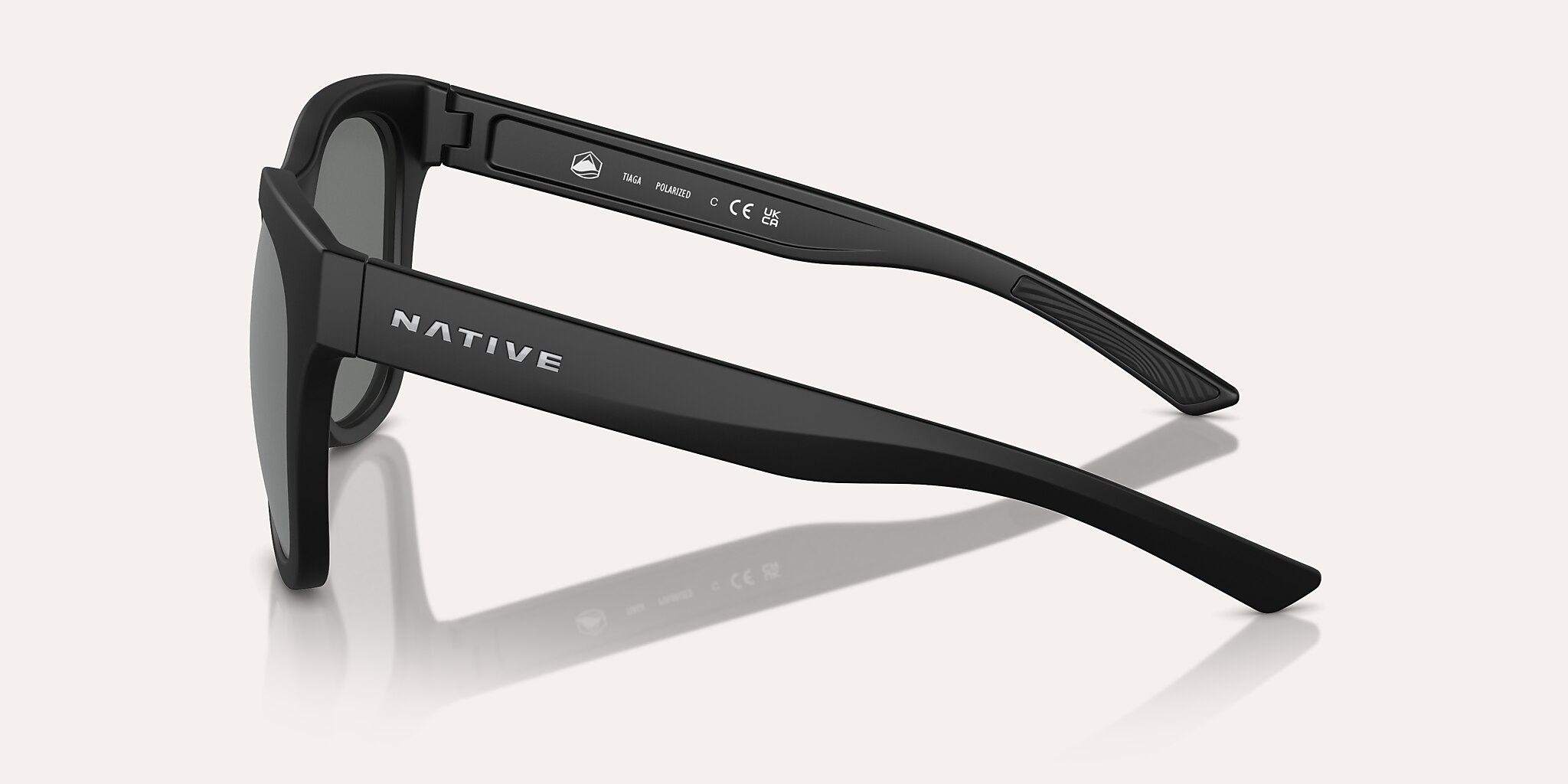 Lunettes de soleil Native Tiaga XL (55-20) avec Argent reflex polarisé verre et Noir mat monture Image 3 de 5