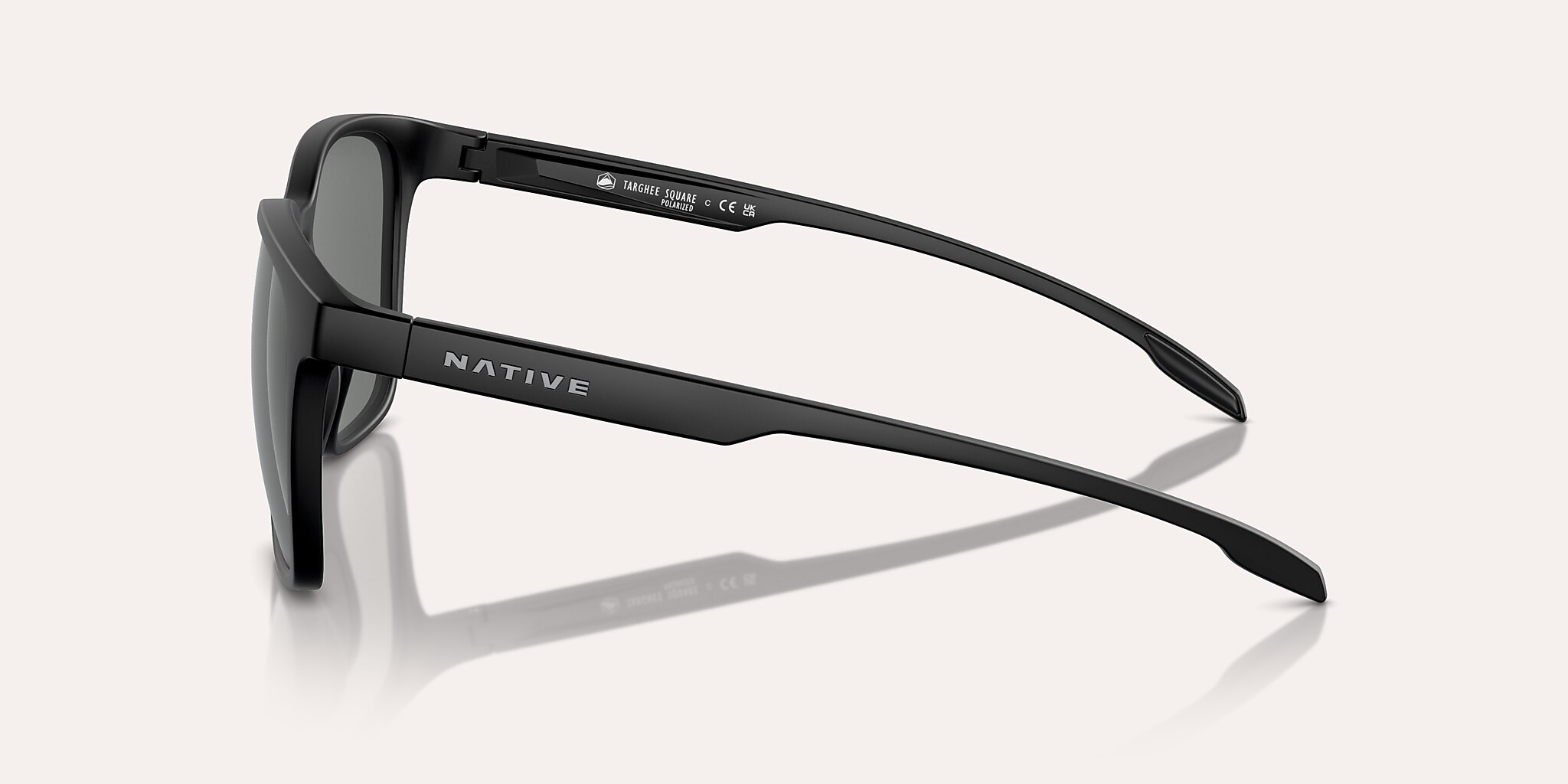 Sunglasses Native Targhee Square XL (54-20) with Grey Polarized lens and Matte Black frame Image 4 of 6