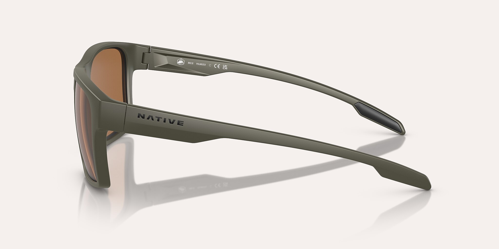 Lunettes de soleil Native Breck XL (56-17) avec Brun verre et Olive mat monture Image 3 de 5