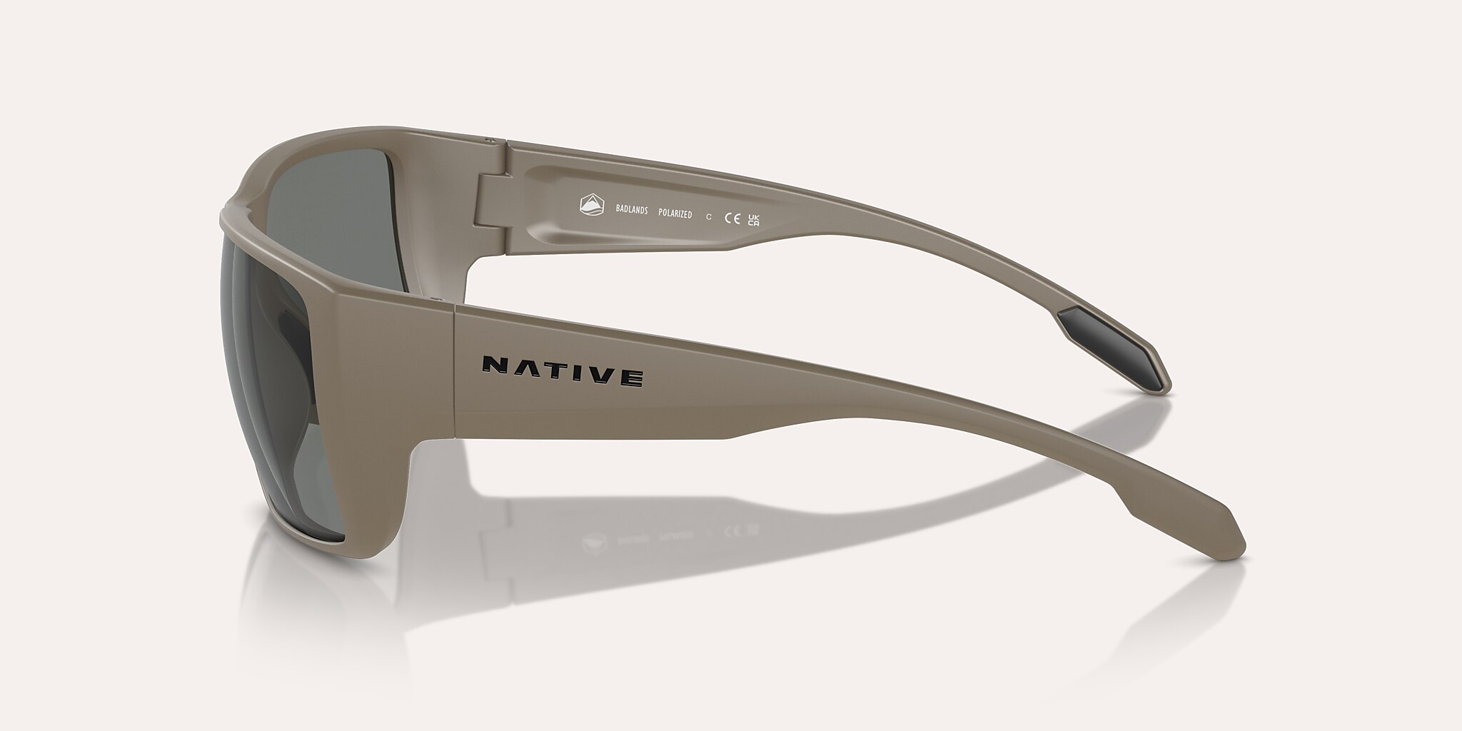 Sunglasses Native Badlands M (58-16) with Grey Polarized lens and Matte Desert Tan frame Image 3 of 6