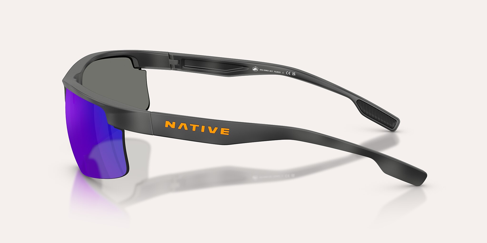 Sunglasses Native Ridge-Runner Crest XL (69-09) with Blue Reflex Polarized lens and Obsidian Tortoise frame Image 3 of 6
