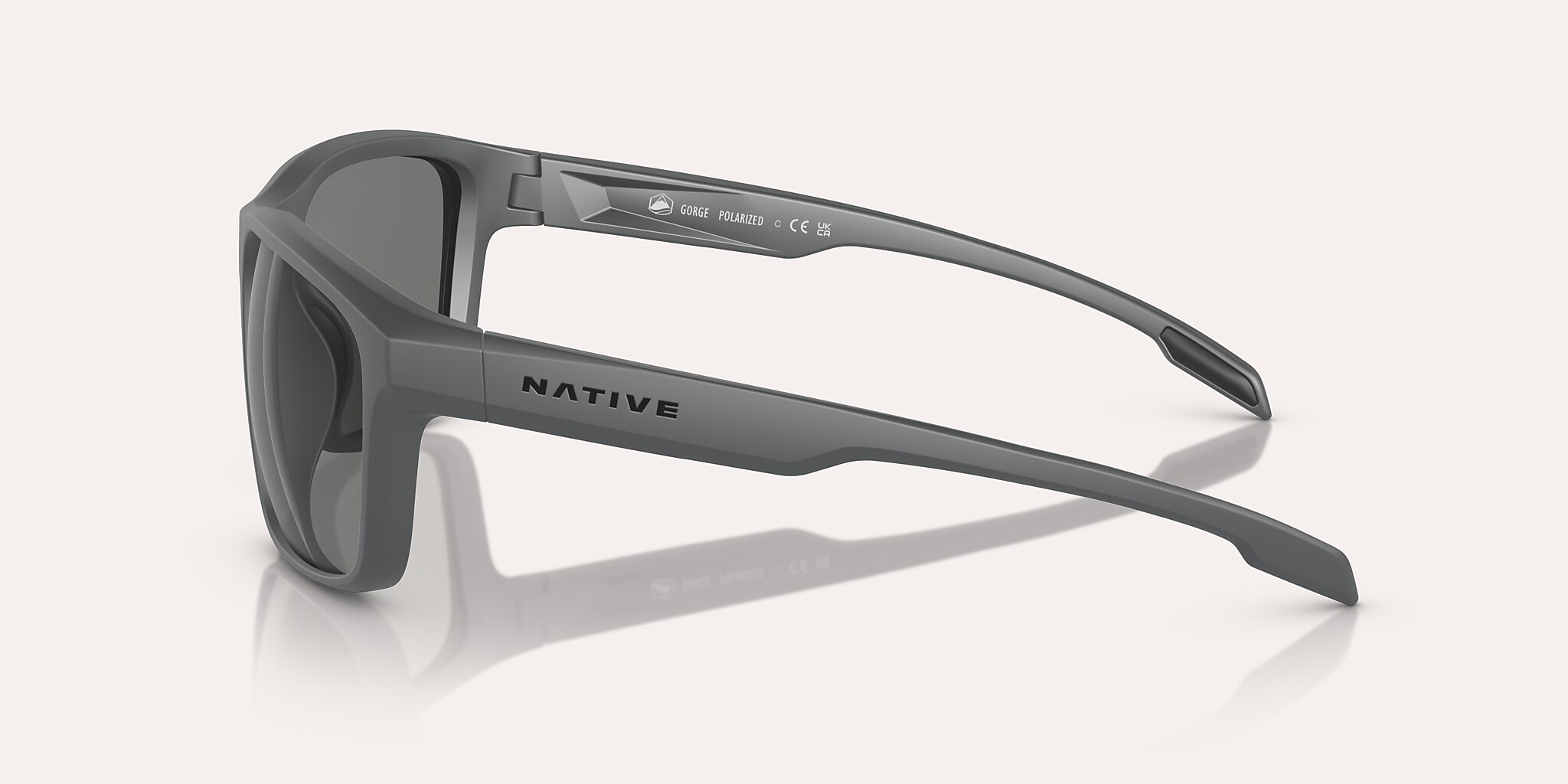 Sunglasses Native Gorge L (59-17) with Grey Polarized lens and Matte Grey frame Image 3 of 5