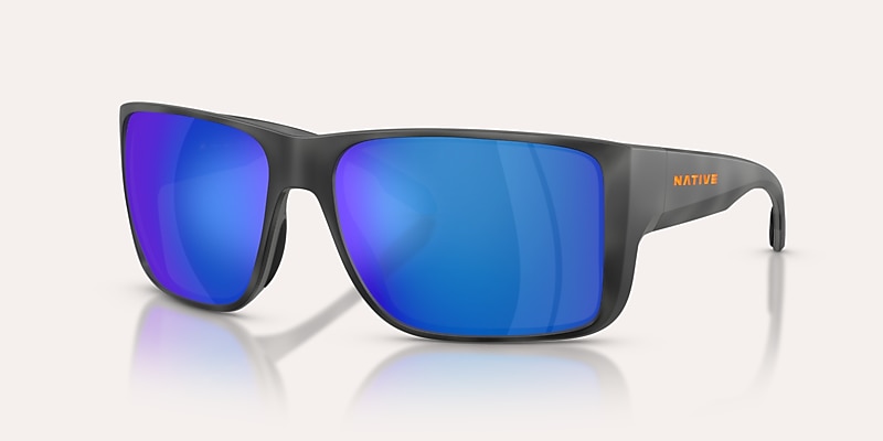 Sunglasses Native Badlands XL XL (62-16) with Blue Reflex Polarized lens and Obsidian Tortoise frame Image 1 of 5