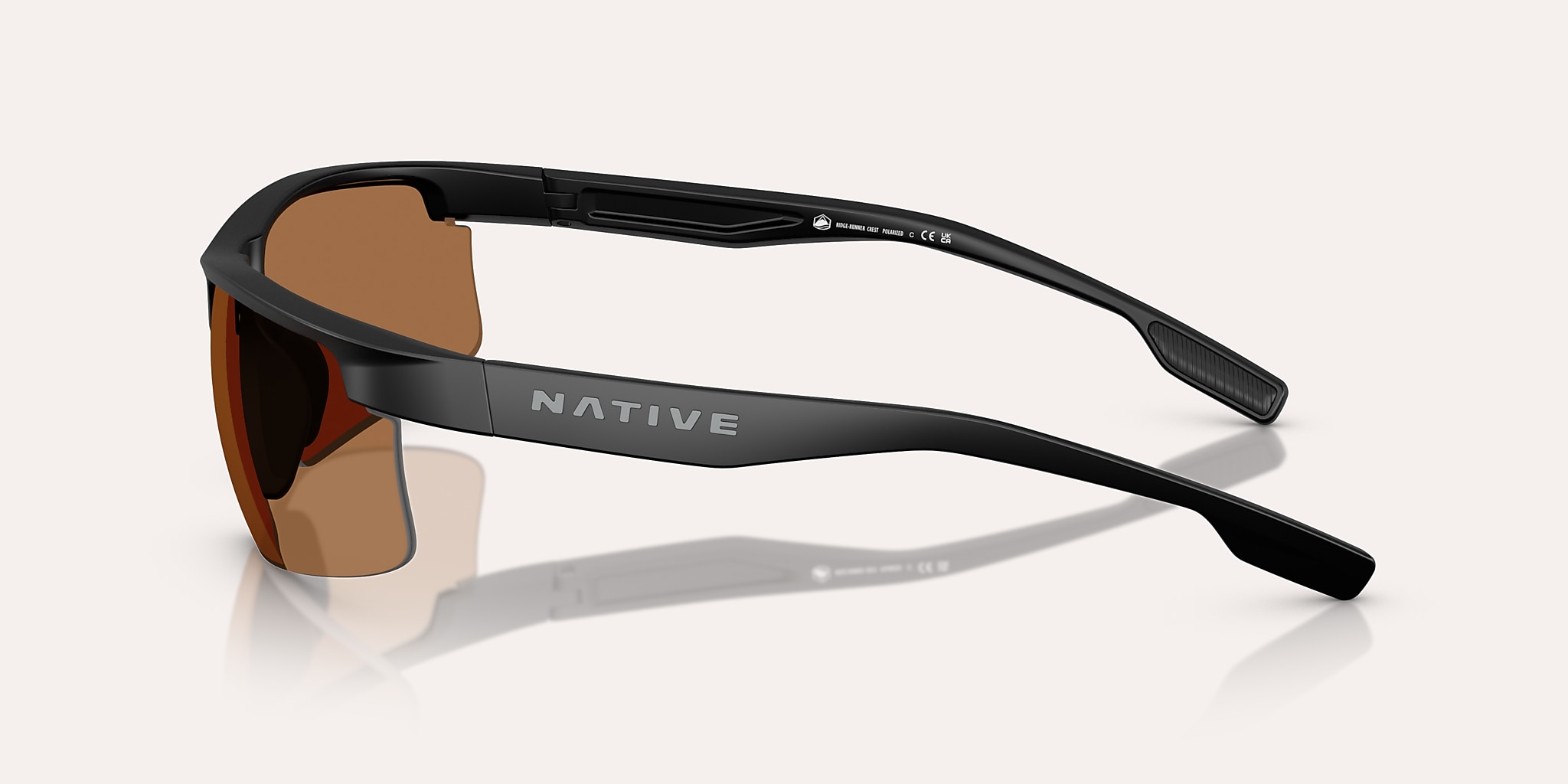 Sunglasses Native Ridge-Runner Crest XL (69-09) with Brown Polarized lens and Matte Black frame Image 3 of 6