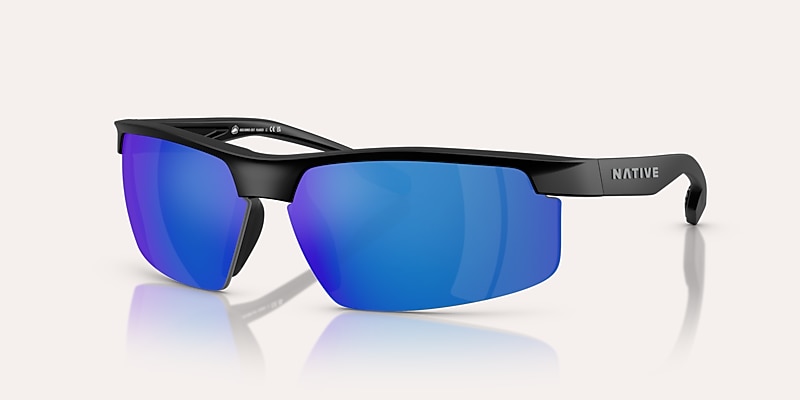 Sunglasses Native Ridge-Runner Crest XL (69-09) with Blue Reflex Polarized lens and Matte Black frame Image 1 of 6