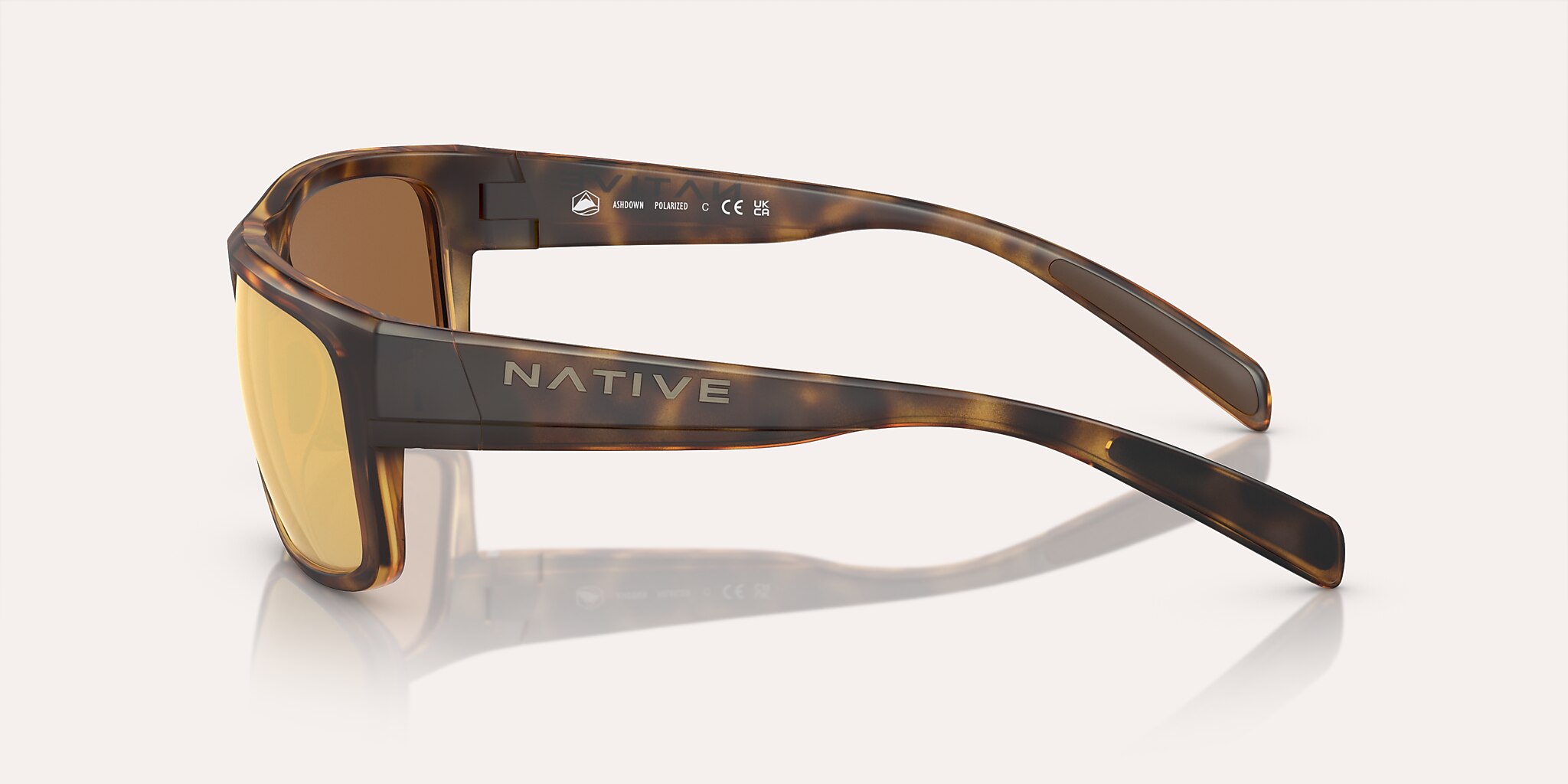 Lunettes de soleil Native Ashdown M (59-17) avec Reflet bronze verre et Écaille de tortue mate monture Image 3 de 5