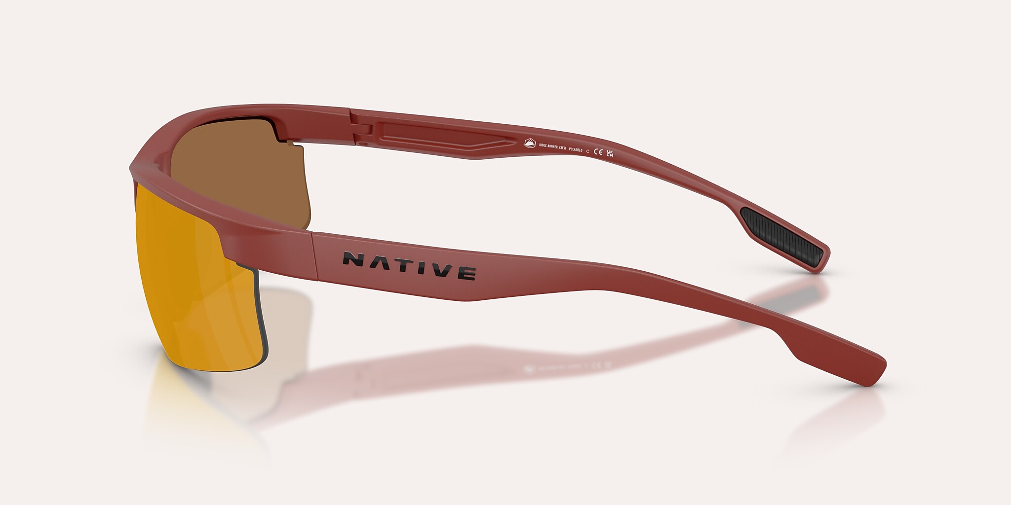 Sunglasses Native Ridge-Runner Crest XL (69-09) with Bronze Reflex Polarized lens and Red frame Image 3 of 6