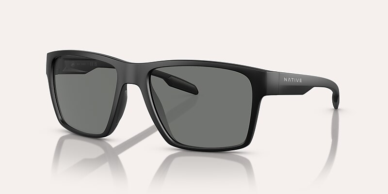 Lunettes de soleil Native Breck XL (56-17) avec Gris Polarisant verre et Noir mat monture Image 1 de 5